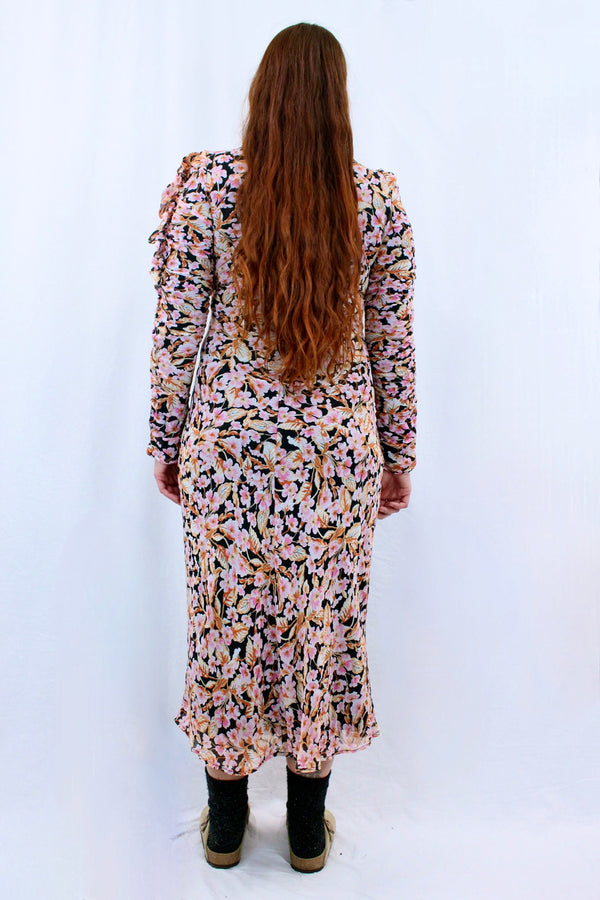 Rusched Floral Midi