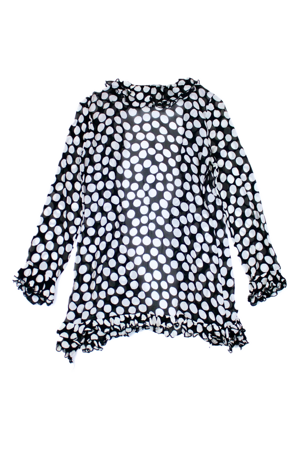 Spotted Chiffon Open Front Top