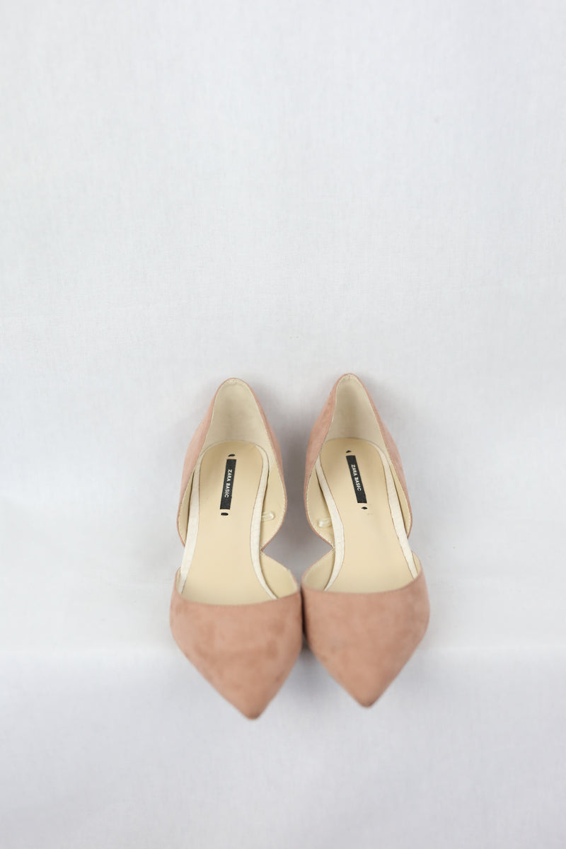 Faux Suede Pointed Low Heels