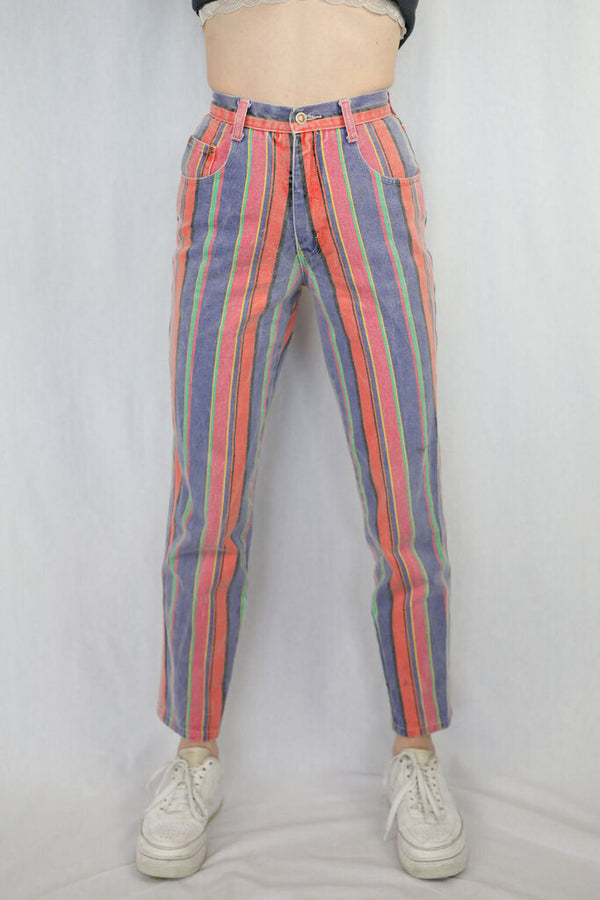 Vintage striped denim jeans