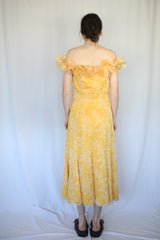 Split Maxi Ruffle Neckline Floral Dress
