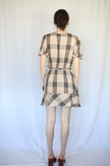 Plaid Elasticated Trim Wrap Mini Dress