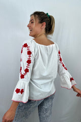 Embroidery Wide Sleeve Top