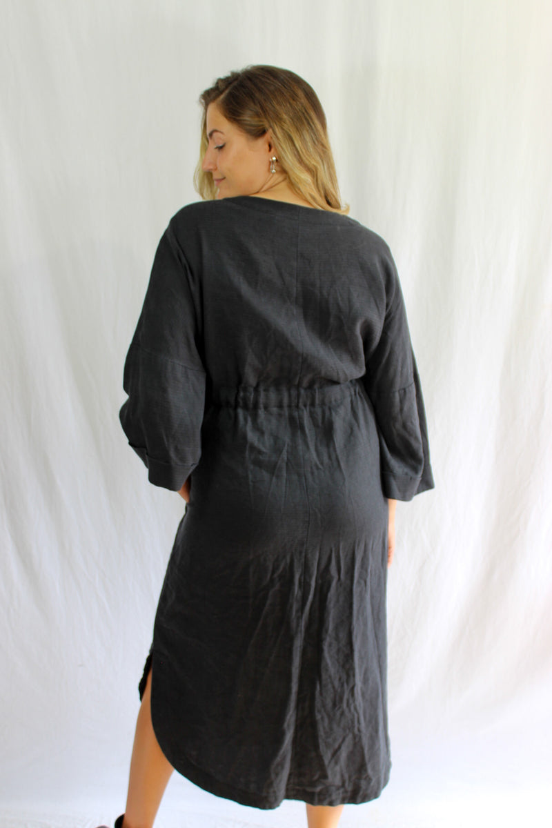 Thick Linen Blend Dress/Kimono