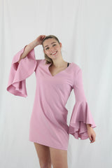 Pink Flare Sleeve Dress