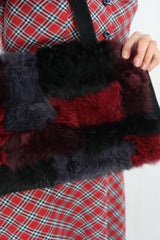Coloured Checkerboard Faux Fur Bag