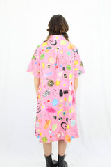 Groovy Abstract Button Up Dress