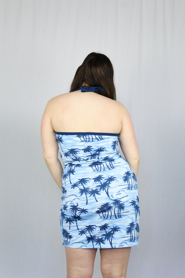Tropical print halter dress
