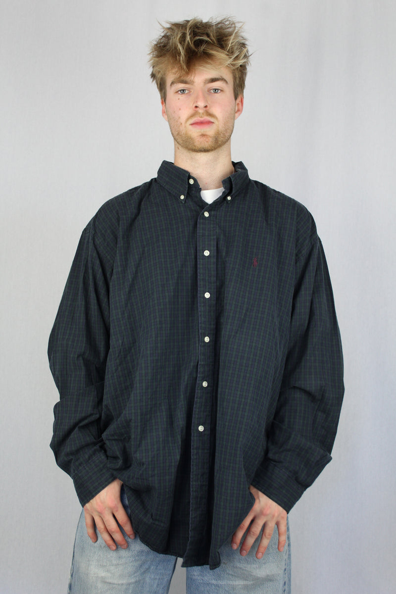 Green/ nayy check flannel shirt