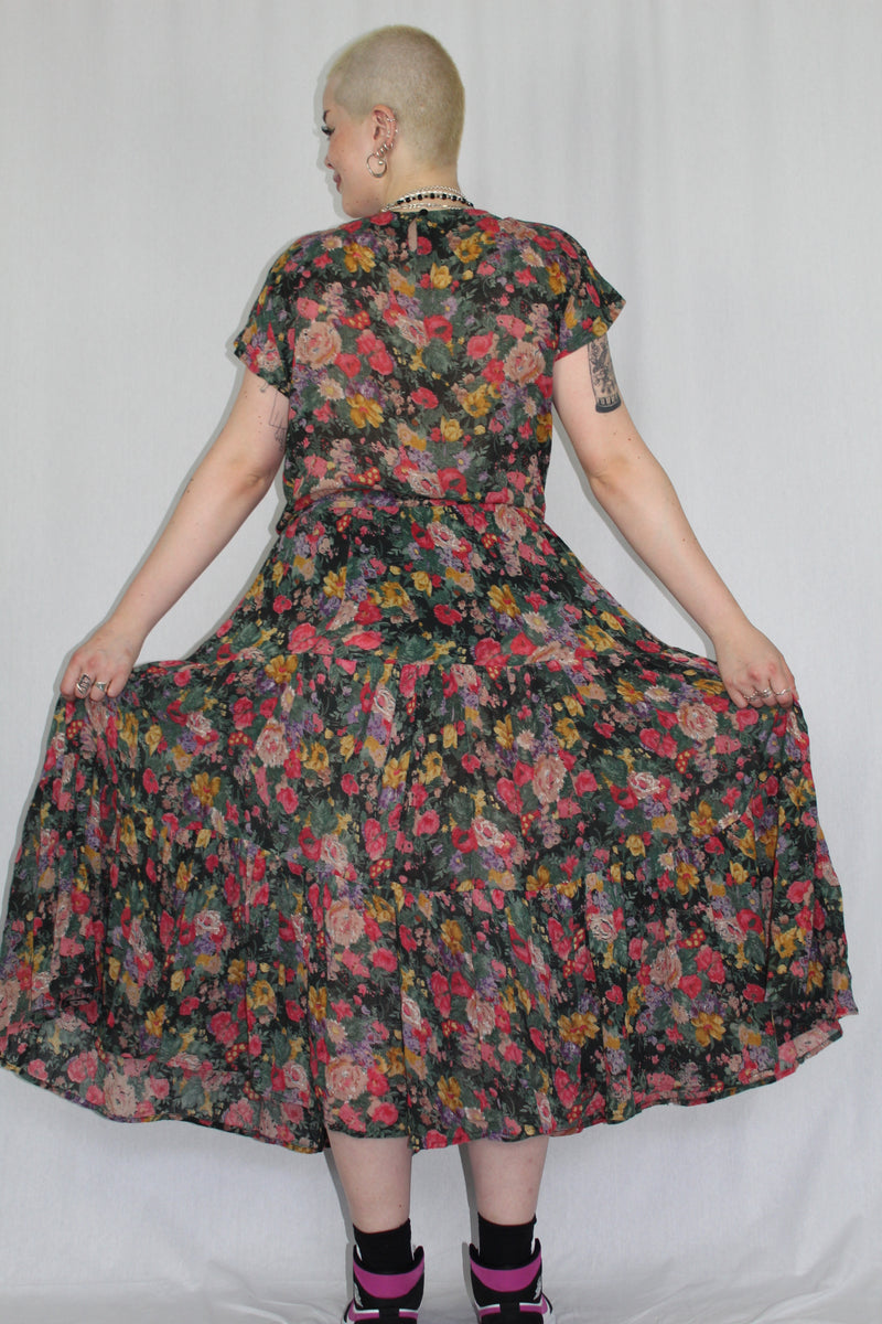 Vintage drop waist floral maxi dress
