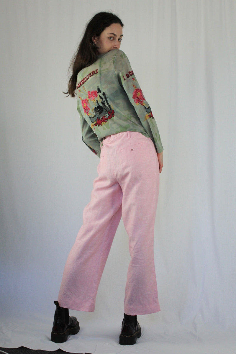 Bubblegum pink linen pants