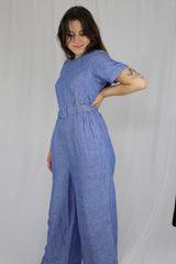 Belted chambray jumpsuit