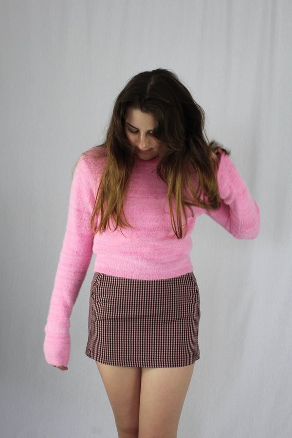 Fuzzy pink knit