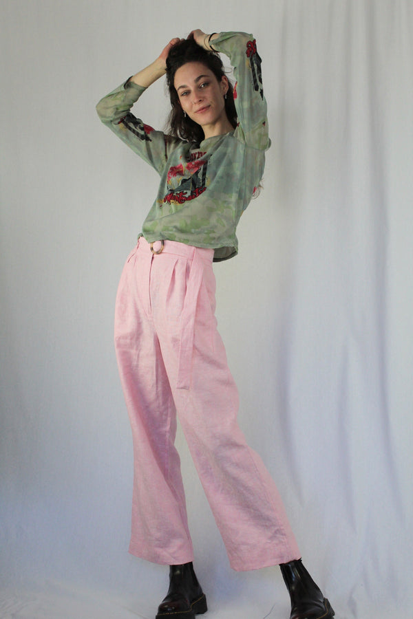 Bubblegum pink linen pants
